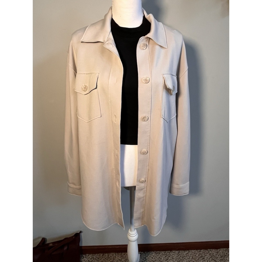 Joie Womens Cream‎ Beige Longline Button Front Shacket Shirt Jacket Size M